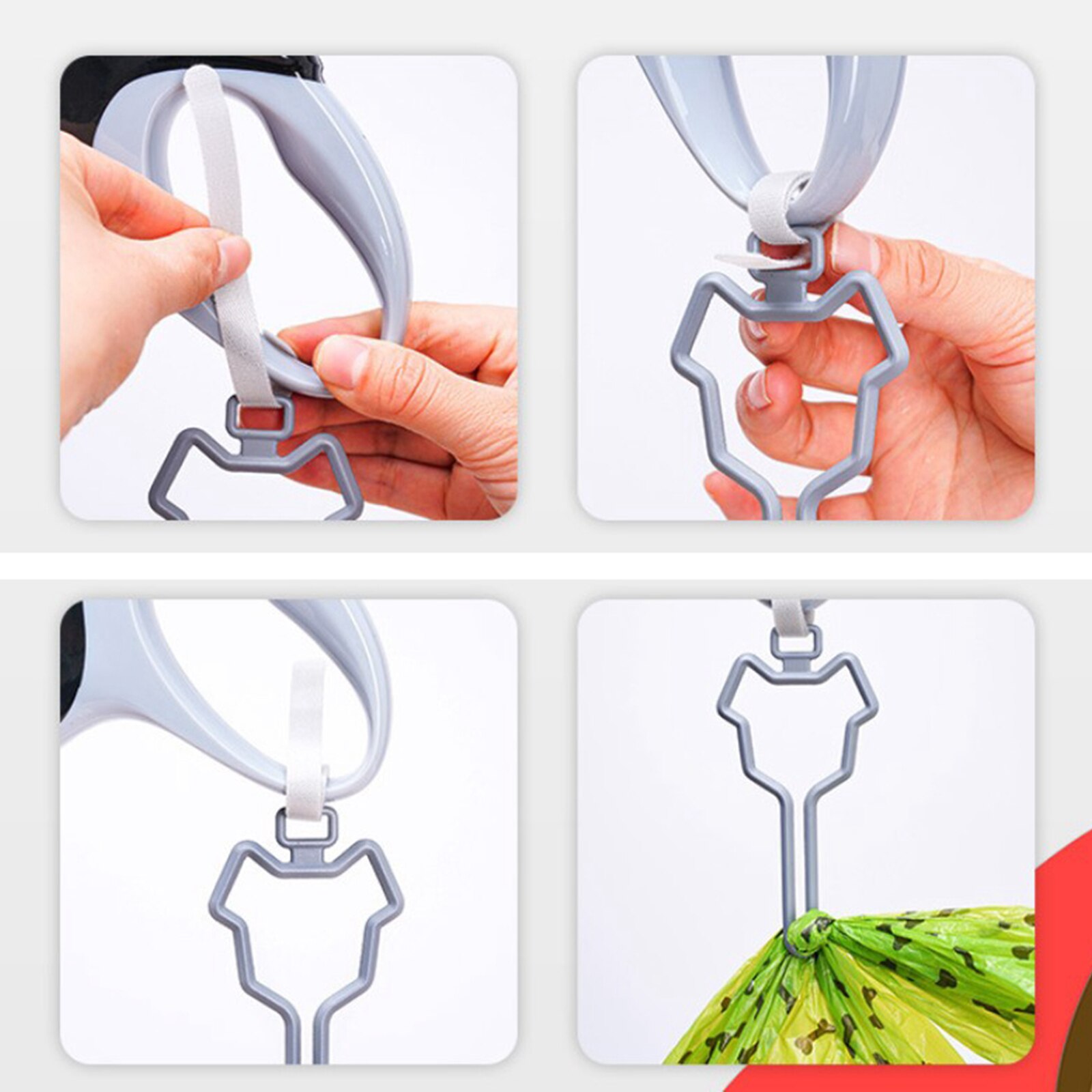 Hands Free Dog Poop Bag Holder Waste Bag Carrier Clip Adjustable Attachment