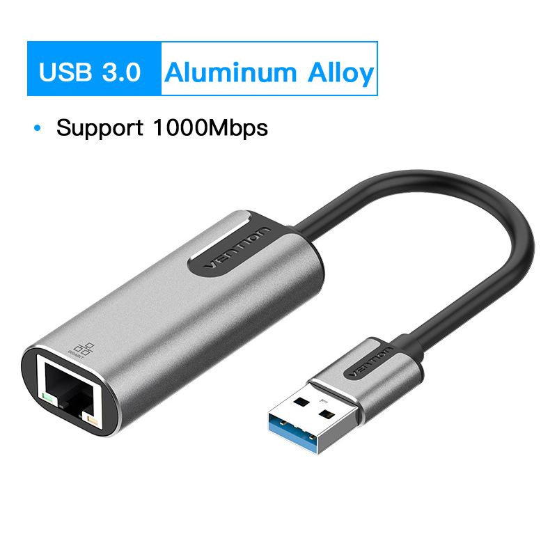 Vention USB Ethernet Adapter USB 3.0 2.0 scheda di rete a RJ45 Lan per Xiaomi Mi Box 3/S Set-top Box Nintendo Switch Ethernet USB: 1000Mbps-Aluminum