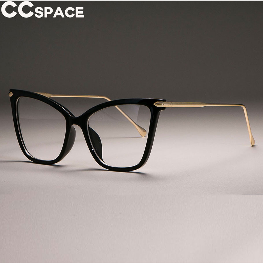 Montura de gafas con forma de ojo de gato para mujer, de de de lentes ópticas, color rosa transparente, 45077