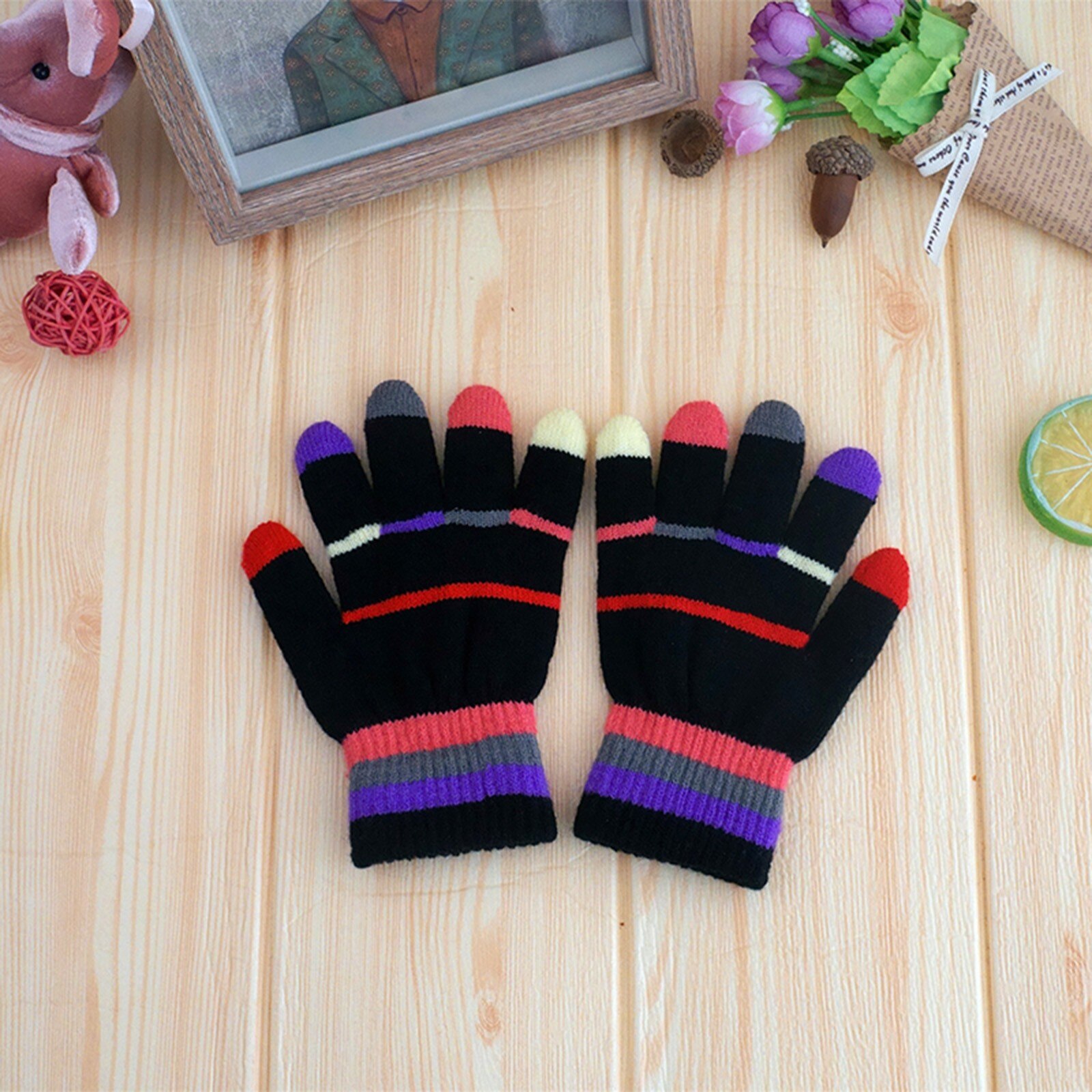 Spleißen Farbe Kaschmir Gestrickte Handschuhe freundlicher freundlicher Winter Warme Hand Handschuhe Touchscreen Volle Finger Handschuhe Guantes Invierno