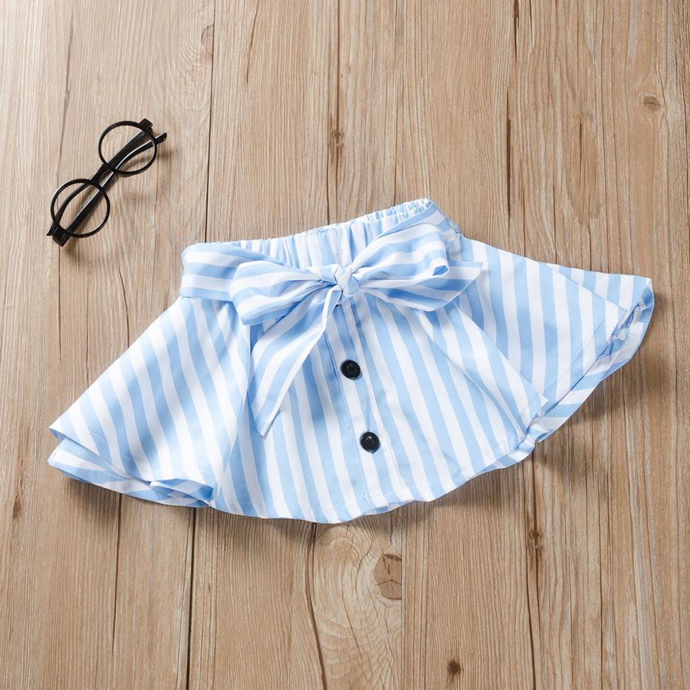 Toddler Baby Kids Girls Tutu Skirt Girl Lady Striped Blue and White Skirt Kids Summer Cool Skirt Bow Cute Short Skirt