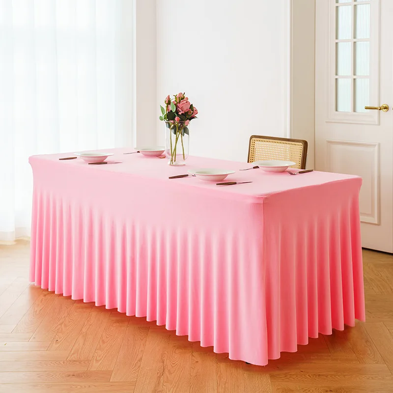 Tafelkleed Rok Rechthoek Tafels Rokken Polyester Hoes Tafelkleed voor 1,80 meter met rok Feest Bruiloften Decor: Bordeaux