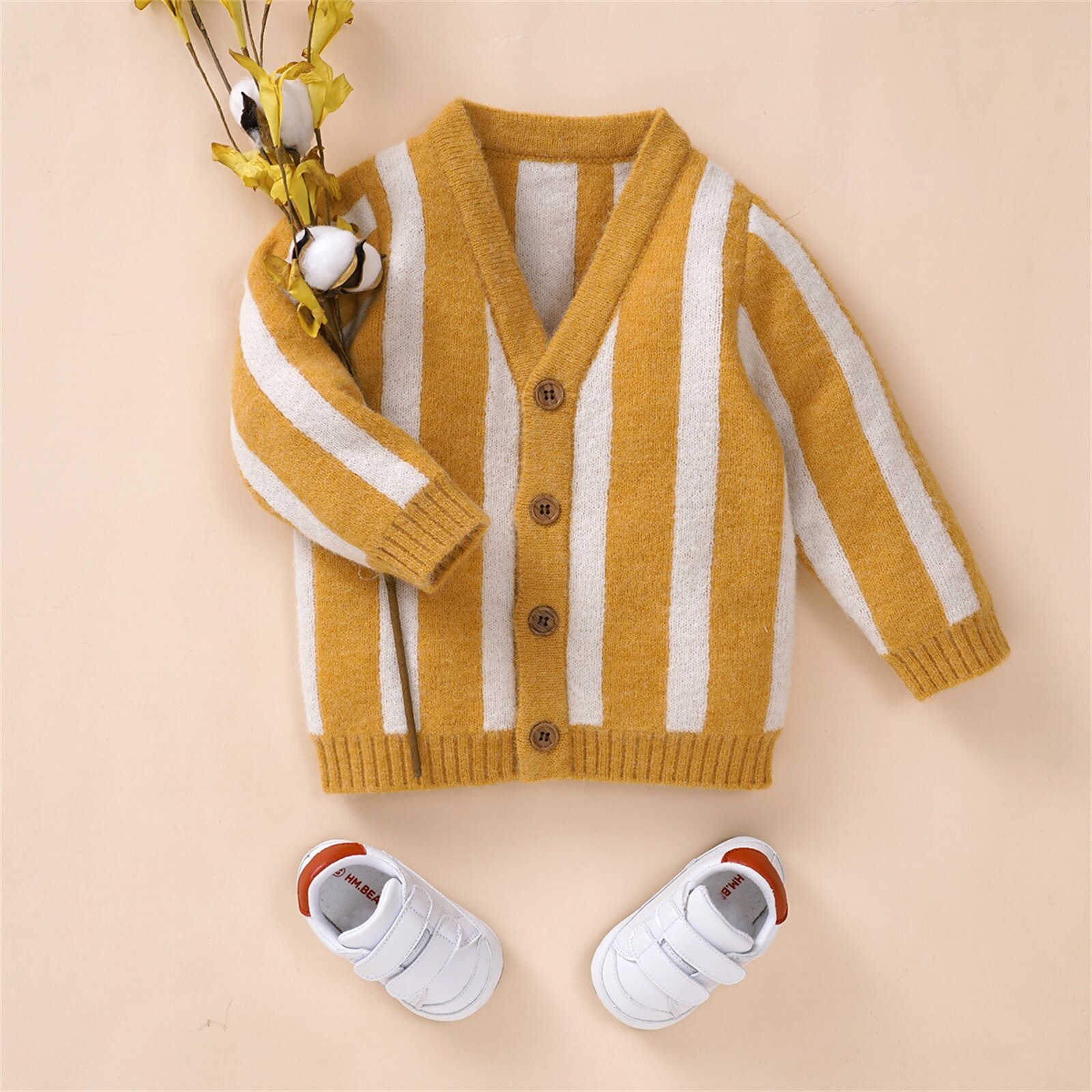 Bambini neonati ragazze Cardigan lavorato a maglia strisce autunnali maglione a maniche lunghe neonato monopetto Outwear abiti Casual