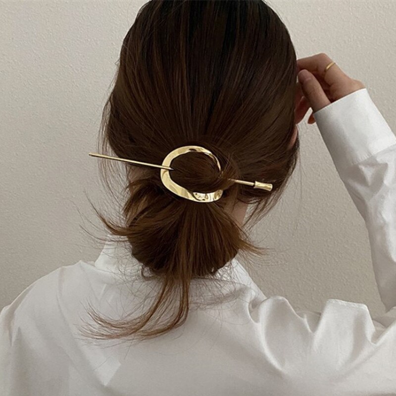 Mode Geometrische Haar Clip Voor Vrouwen Hollow Haar Stok Koreaanse Goud Zilver Kleur Kapsel Haarspeld Meisje Haar Accessoires