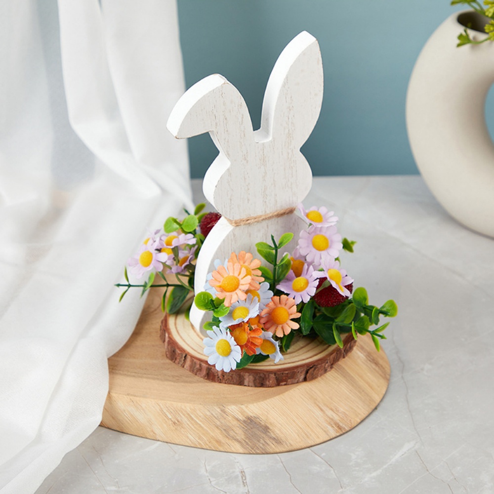 Påskepynt i tre barneaktiviteter festartikler til hjemmet stuen hvit påskedekorasjon med blomster bordplate barn