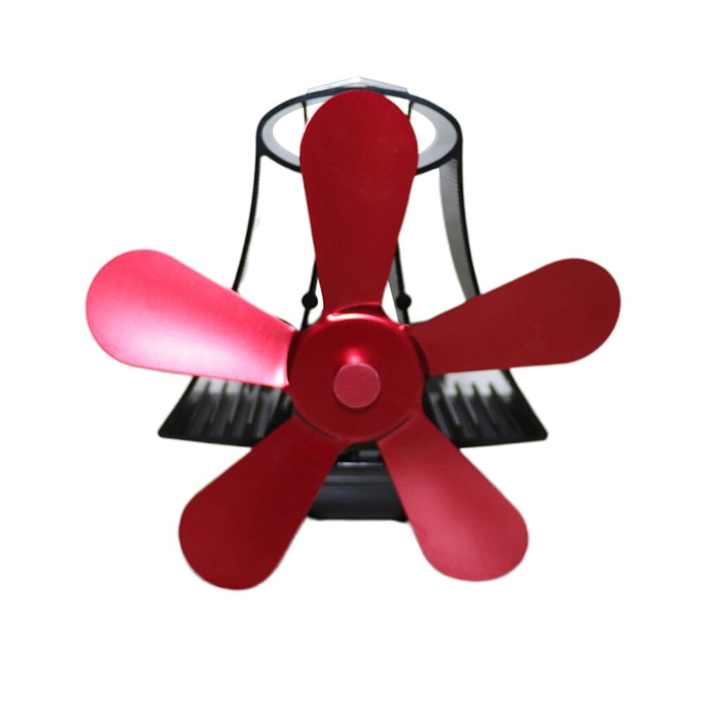 YL106 Thermal Power Fireplace Fan Heat Powered Wood Stove Fan For Wood/Log Burner /Fireplace Eco Friendly Five-leaf Fans: Burgundy