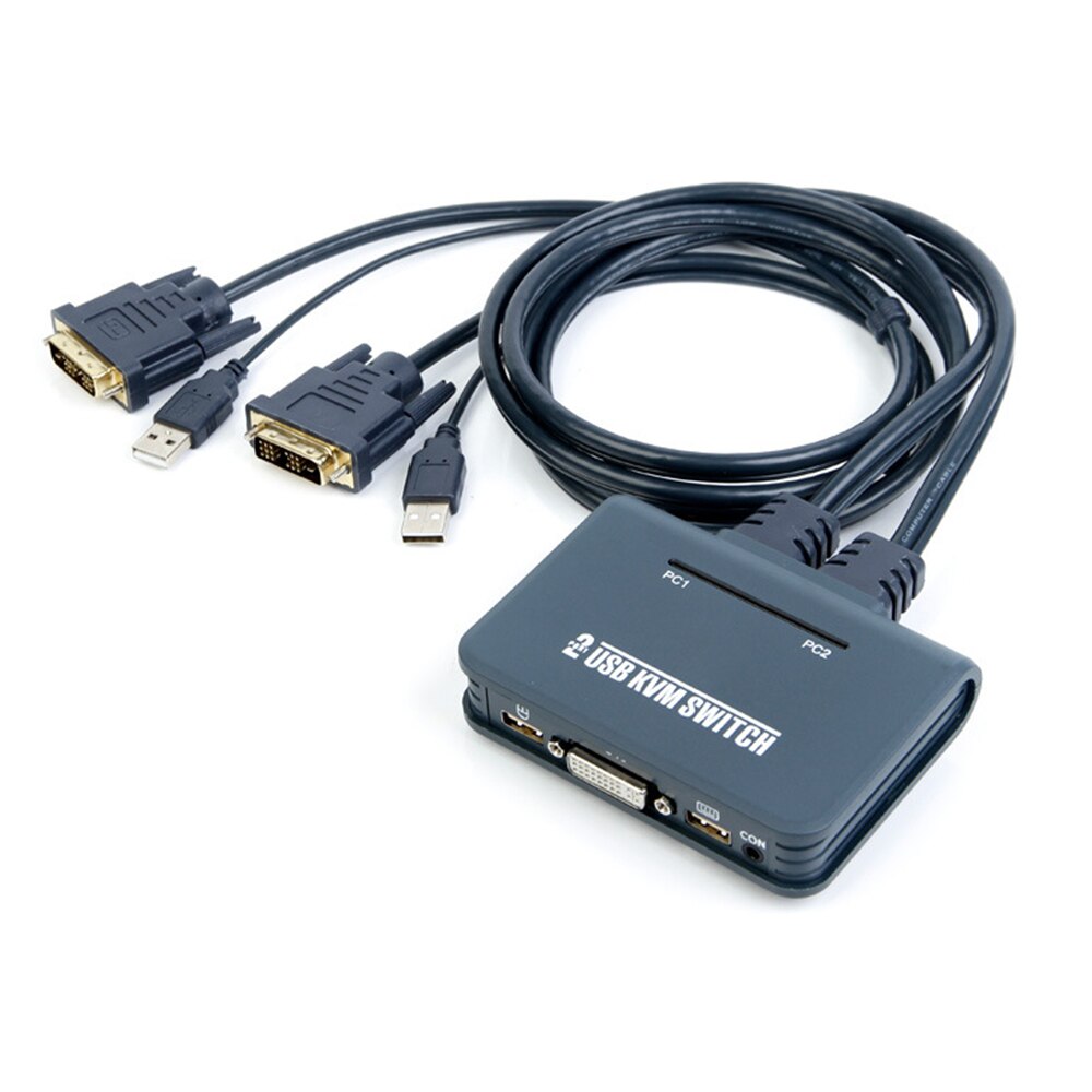 USB DVI KVM Switcher 2X1 DVI Switch KVM selector box 2X1 with desktop controller(control 2 PC via 1 pair USB mouse&keyboard)