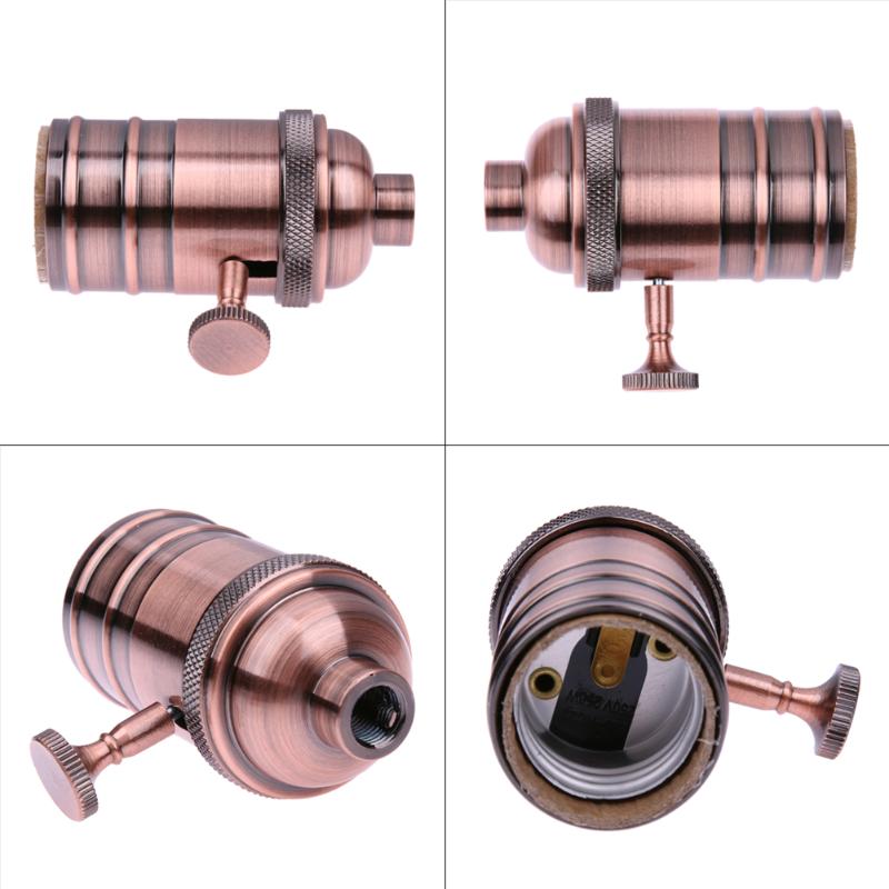 1pcs Rood Koper Retro Lamphouder Aluminium Lamphouder Vintage E27 Lamp Licht Socket Stand Duurzaam Verlichting Accessoires