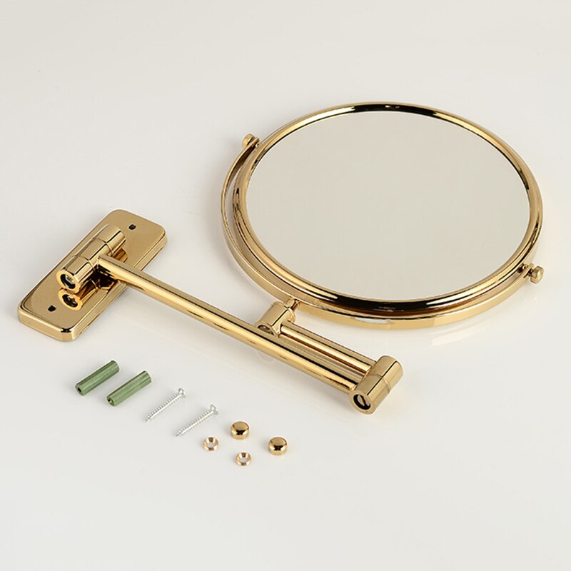 Bath Mirrors 8 inch Bathroom Folding Brass Shave Makeup Mirror Golden