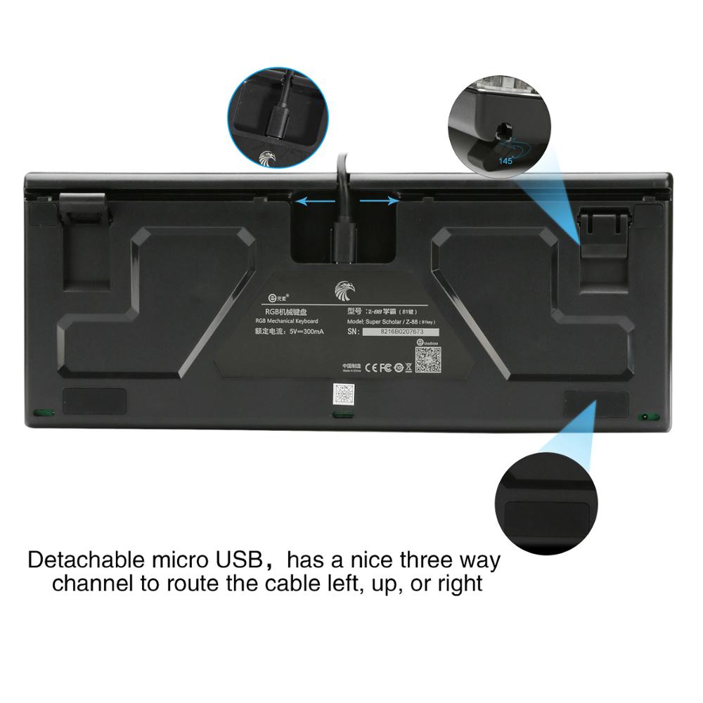 Z88 RGB Backlit Small Mechanical Keyboard Outemu Switches Tenkeyless No Number Pad 81 Keys Mini Gaming Keyboard for Typist Gamer