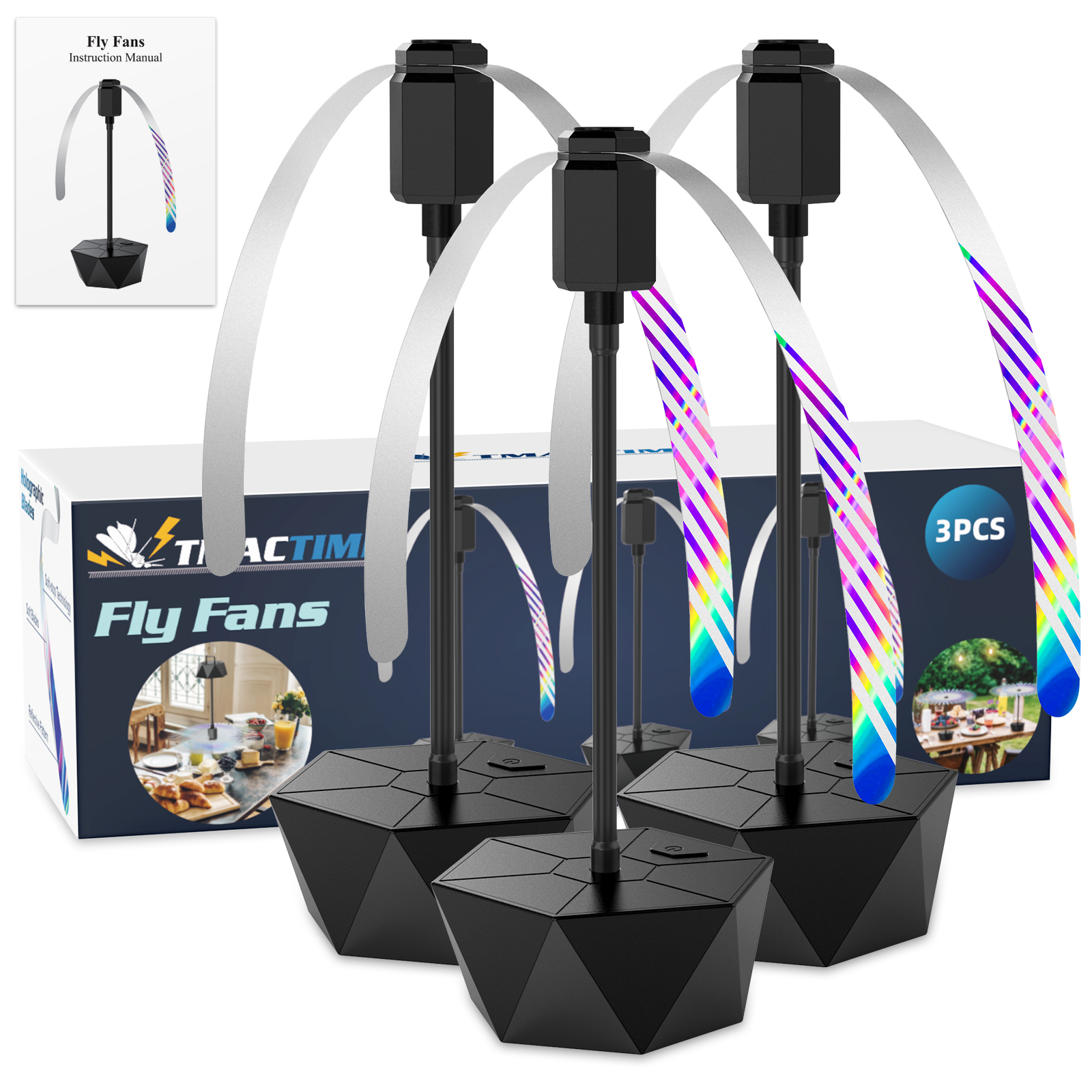 2/3pcs Fly Fans For Tables Effective Fly Repellent Fan Keeps Flies Away With Soft Blades USB Picnic BBQ Party Fly Fans: Orange