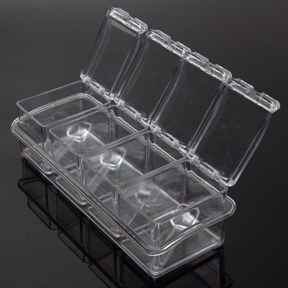 Transparet Polystyrene Seasoning Box Case Condiment Bottles Set Salt Jar Storage Box Container Kitchen Tool
