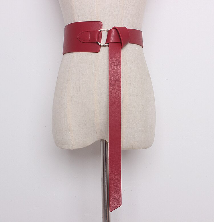[EAM] été printemps nouvelle décontracté solide cinq couleurs ceinture femme large ceinture longue 128cm en cuir souple à la AA213: red