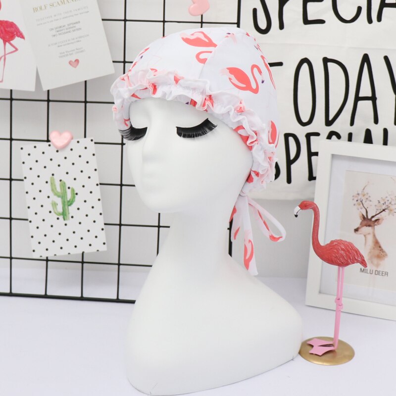 Handgemaakte kant zwembad flamingo's patroon badmuts hoed voor vrouwen lang haar badmuts strandmutsen grote gratis maat