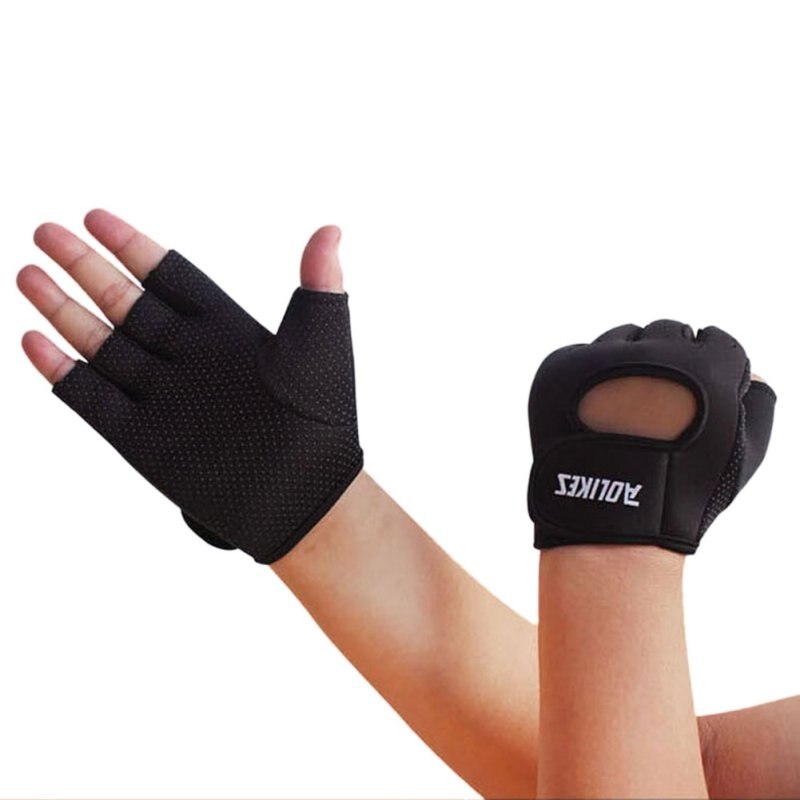 Fietsen Half Vinger Handschoenen Gym Accessoires 1 Paar Sport Workout Gym Handschoenen Mannen Vrouwen Fitness Gym Gewichtheffen Buiten Rijden: Black / M