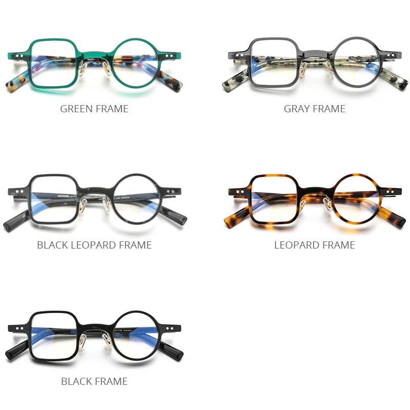 HEPIDEM Acetate Glasses Frame Men Retro Vintage Left Square Right Round Eyeglasses Myopia Optical Spectacles Eyewear 9155