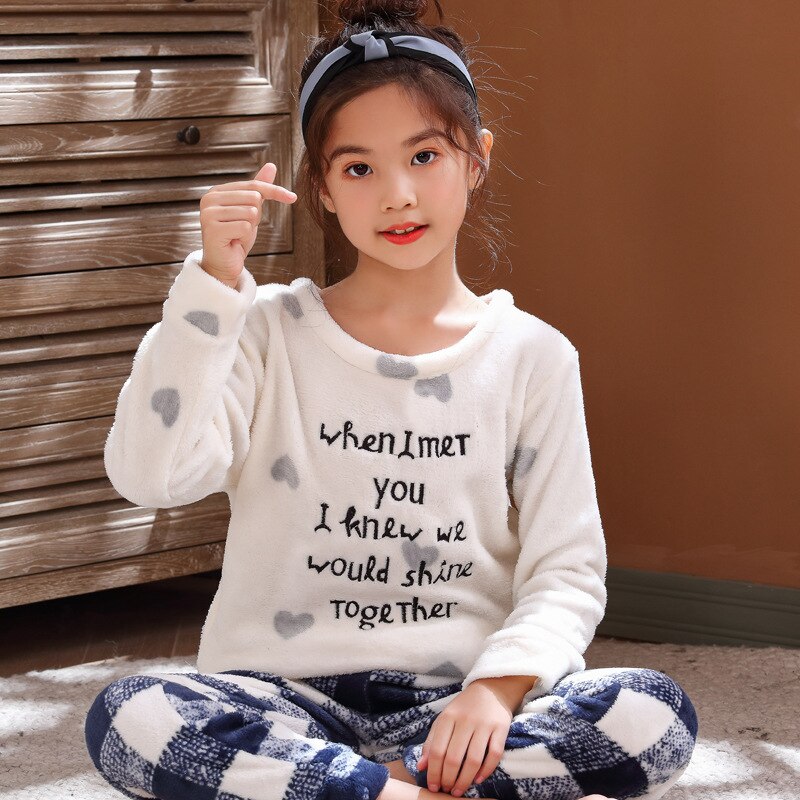 Julis sång familj vinter flanell pyjamas set varm söt förälder pyjamas barn pyjamas familj outfits pyjamas sovkläder: Flicka / 7t