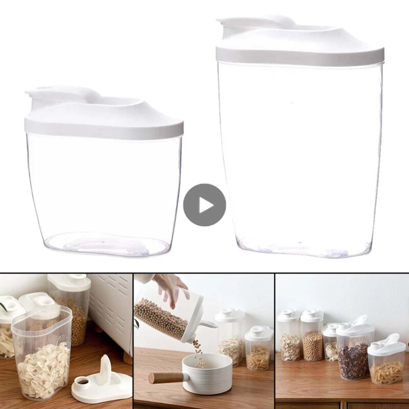 Latas de plástico para sellar cereales, caja de almacenamiento portátil de 1000/1500ml, organizador de alimentos, granos y arroz
