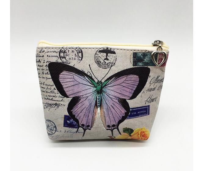 12 st/lot! söt fjäril mynt handväska barn pu läder dragkedja byta handväska kvinnor plånbok: E