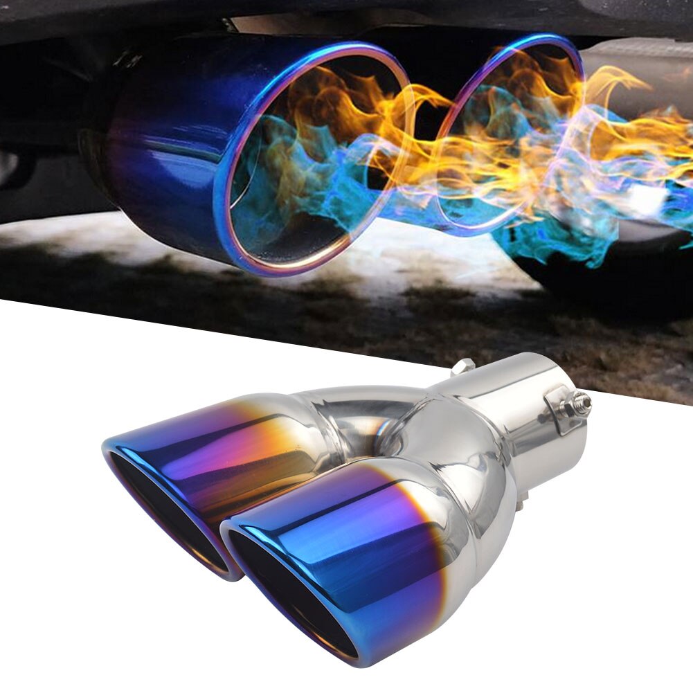 Car Exhaust Pipe Muffler Tail Pipe Outlet Nozzle End Stainless Steel Car Dual Tip Bolt-on Rolled Edge Slant Cut 76mm