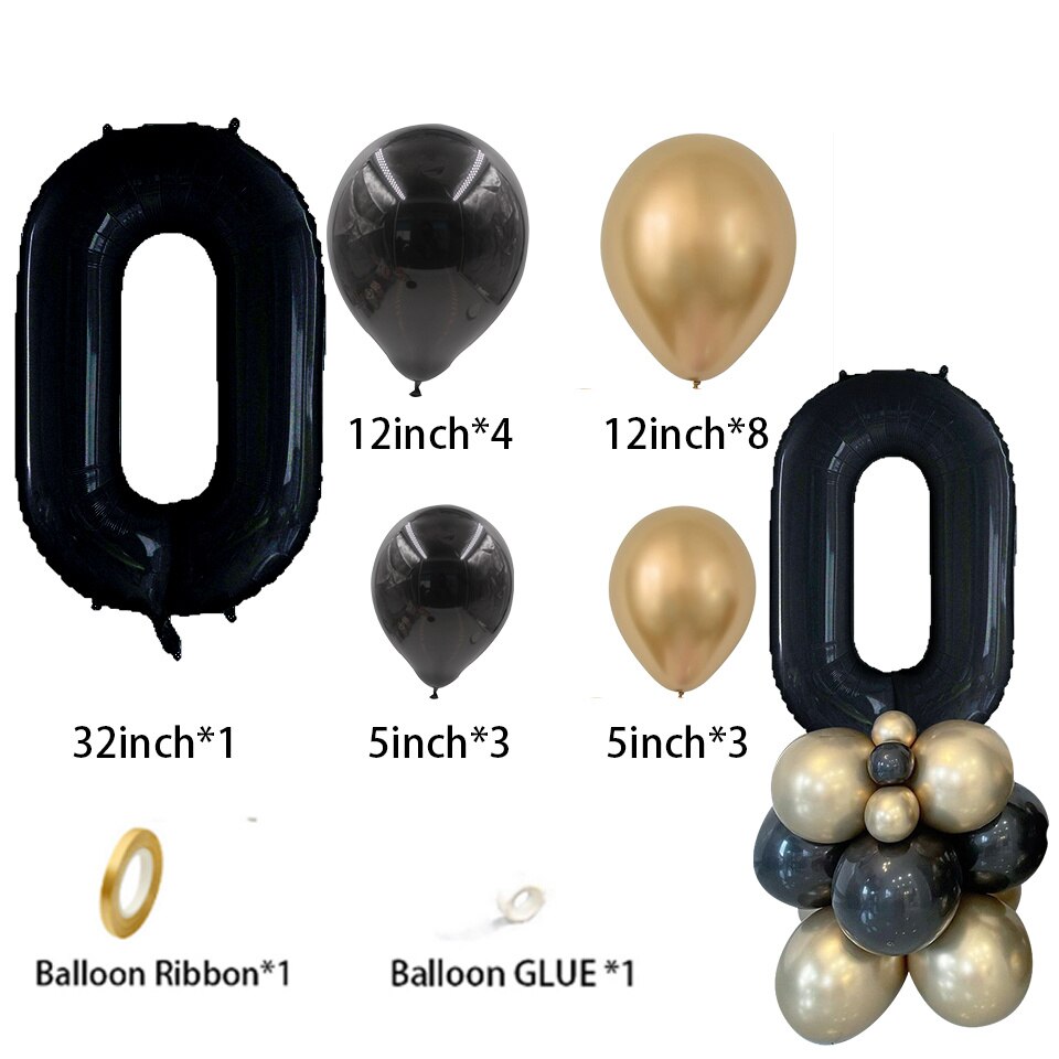 Gold Black Balloons Tower set 1-9 Black Number Foil Balloon for Men's 30 40 50 60 Happy Birthday Party Decorations DIY Crafts: Deep Sapphire