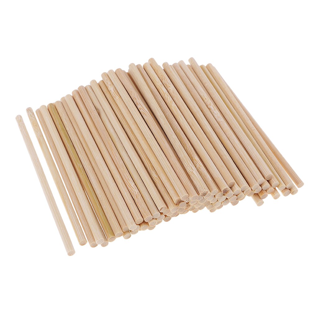 Rund blank oavslutad bambu trä trä lolly klubba stick dowel rod pole för woodcraft hobbyer diy hantverk