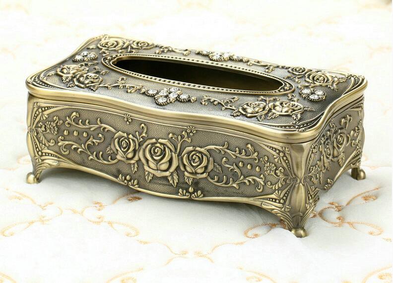 classic metal tissue box holder napkin box kleenex box kitchen tissue holder for table decorationZJH084: bronze color