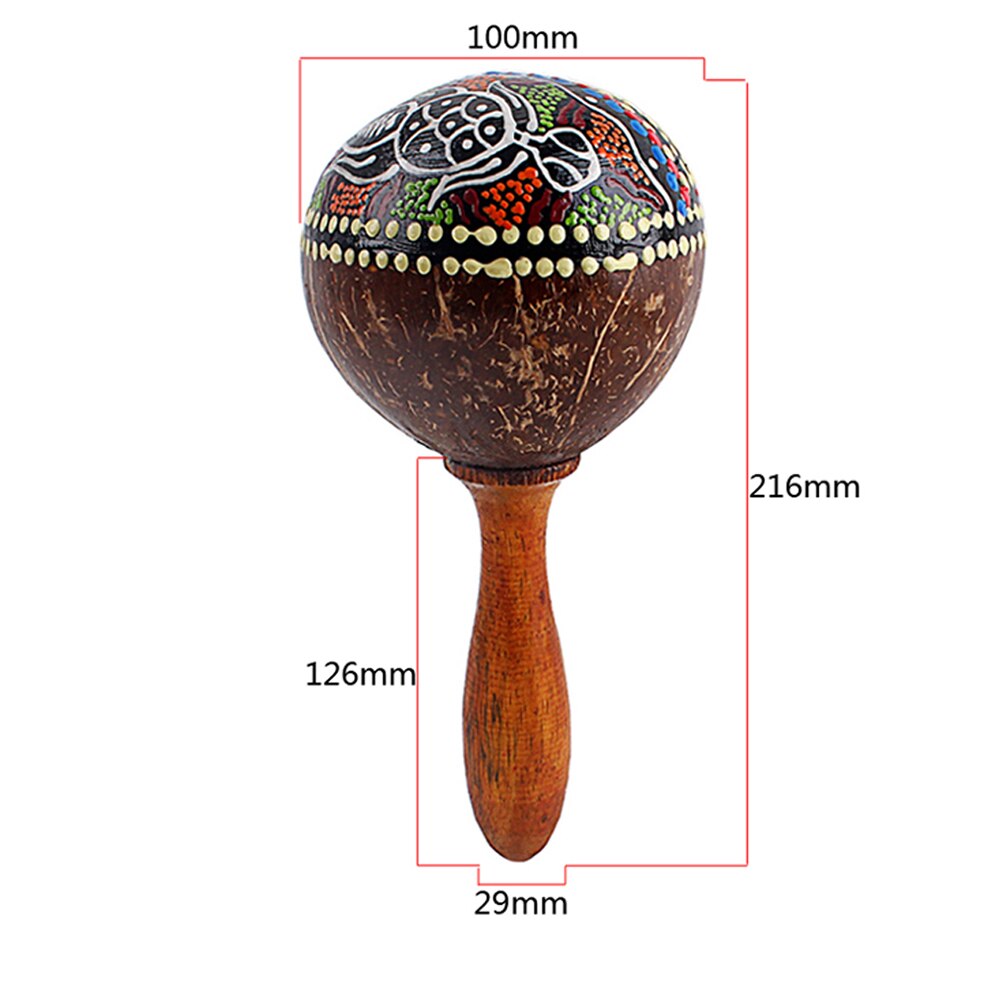 Coconut Shell Sand Hammer Shaker Hand Rattle Percussion Musical Instrument Toy