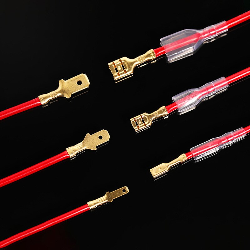 180 Uds 2,8 / 4,8 / 6,3 mm terminales de crimpado de pala conectores de cables eléctricos Kit de manguito aislado terminal macho y hembra de latón
