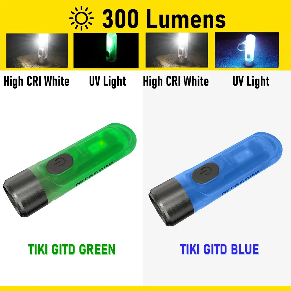 Original nitecore tiki gitd lanterna chaveiro luz mini luz noturna edc lanterna tocha luz de trabalho bolso tocha luminosa