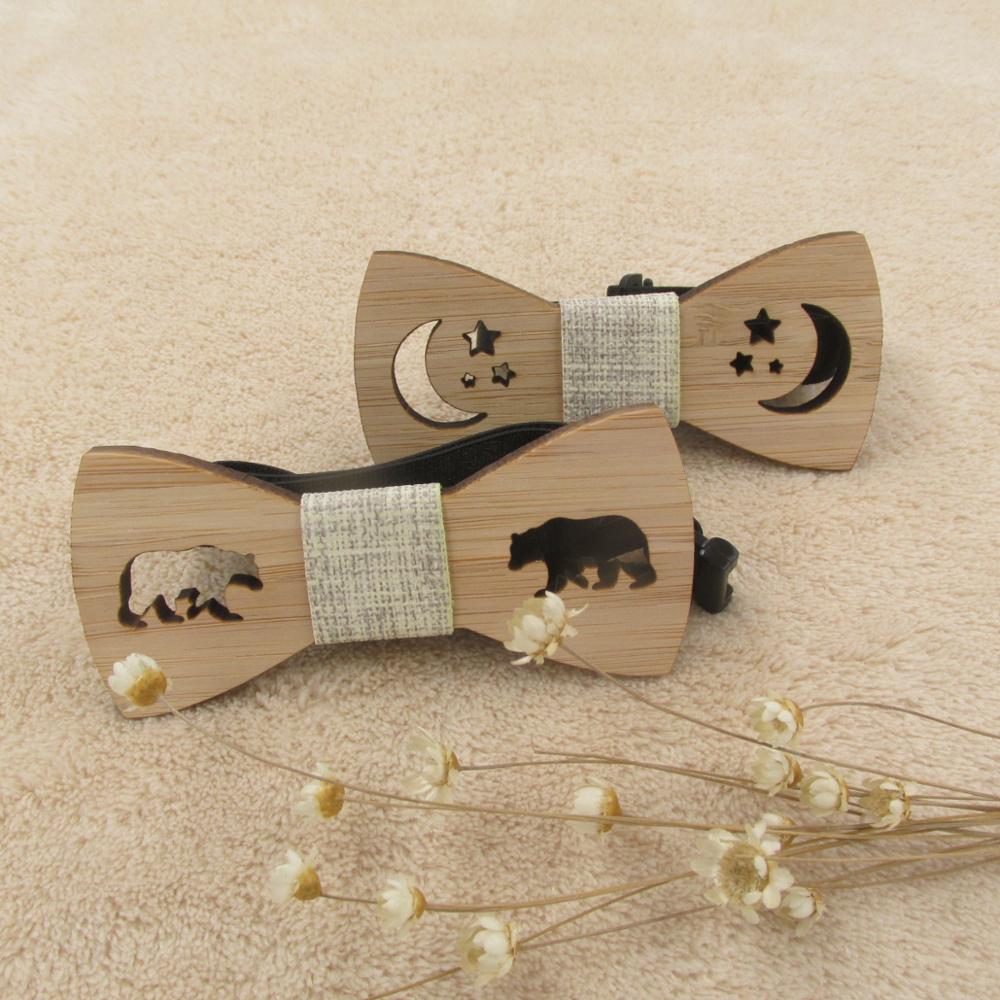 Børn børn drenge butterfly bambus træ bånd til bryllup pre fest bundet klip barn hals butterfly