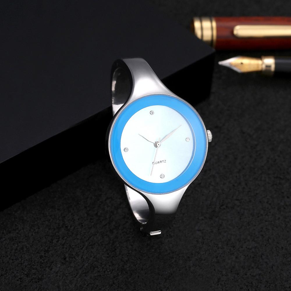 Vrouwen Quartz Bangle Horloges Relojes Rvs Eenvoudige Vrouwelijke Strass Horloge vrouwelijke dames horloge hombre: Blauw