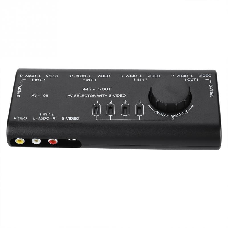 AV-109 4 In 1 Out AV RCA Switch Box AV Audio Video Switcher 4 Way Splitter voor projector/laptop /set-top box/computer