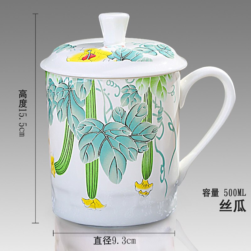 500Ml Chinese Stijl Bone China Jingdezhen Blauw En Wit Porselein Kopje Thee Kantoor Drink Cup Reizen Theewaar