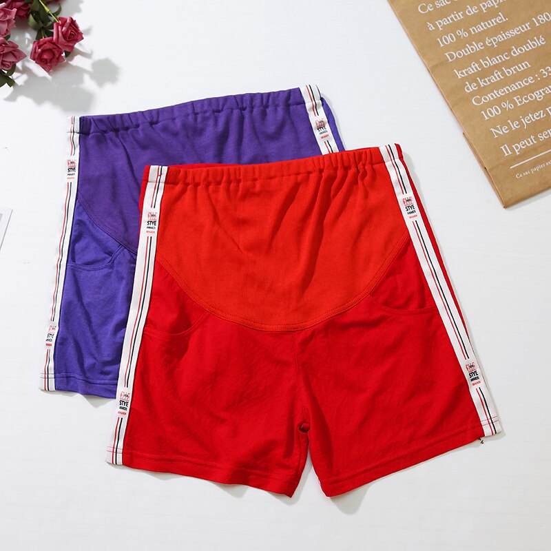 Sommar gravidbyxor sport elastiska magshorts byxor kläder för gravida kvinnor justerbara byxor med hög midja  c872