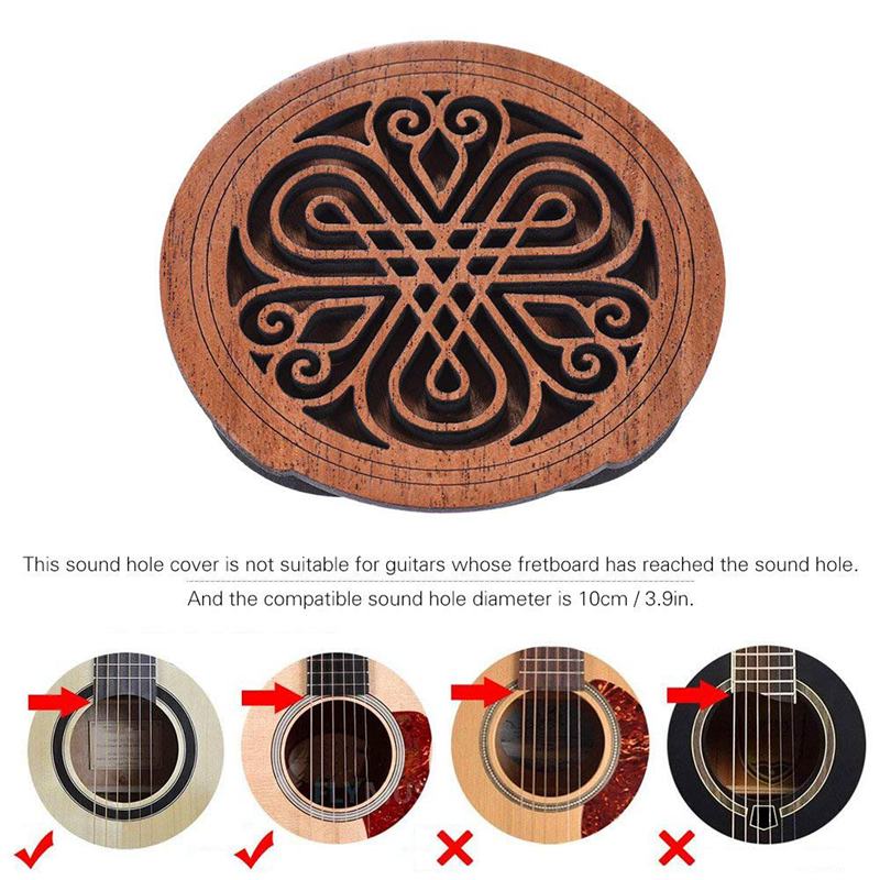 Guitarra boca de madera sonido agujero cubierta bloque realimentación Buffer madera de caoba para EQ guitarras folclóricas acústicas 7 #