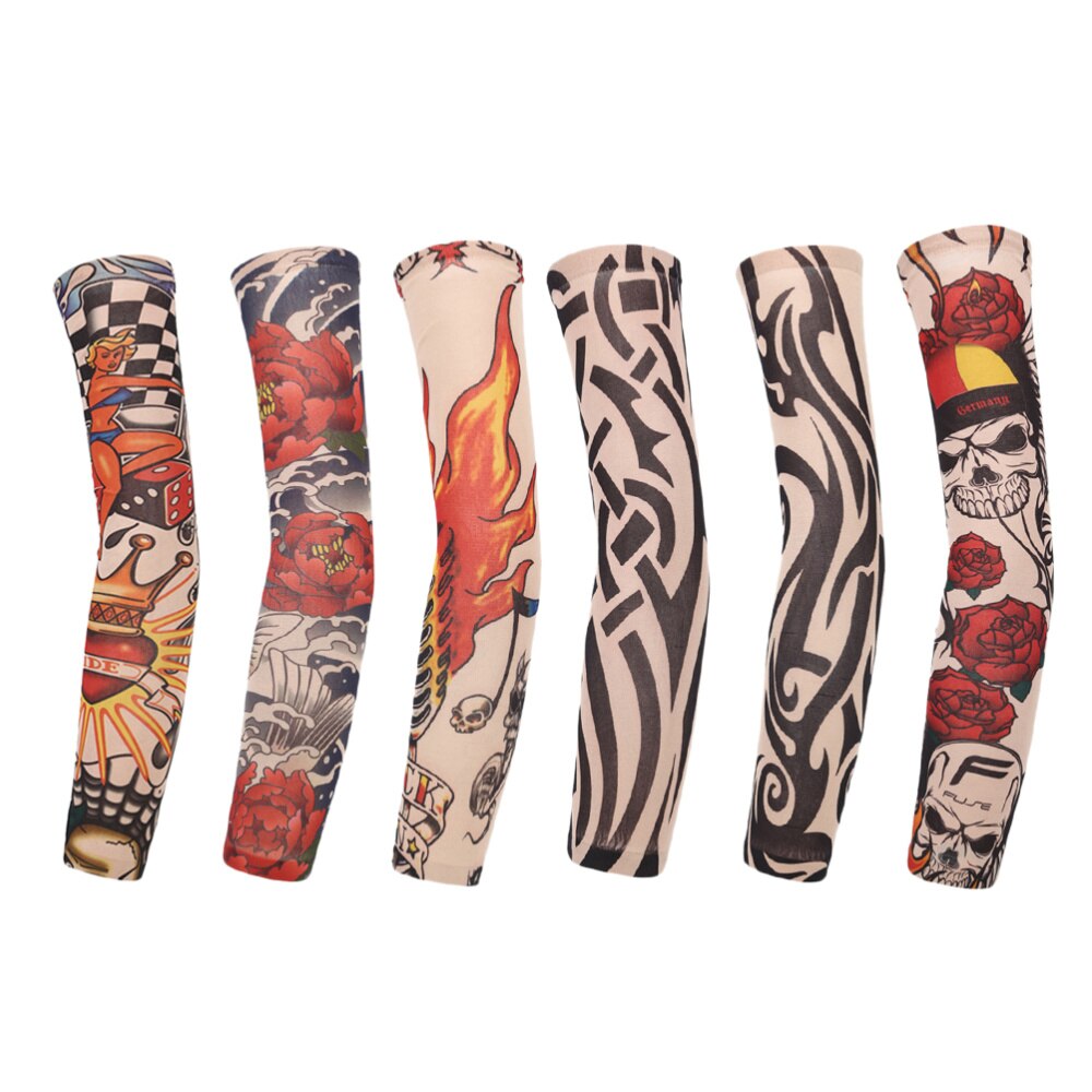6 Pcs Tattooed Arm Sleeve Sun Block Sleeves Sun Prevention Sleeves for Men Outdoor Riding: Default Title