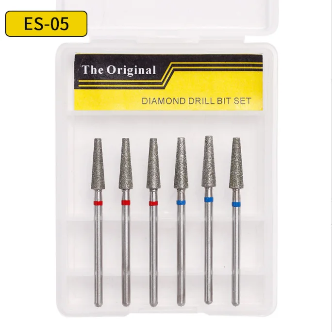 Brocas de diamante con punta cónica para uñas, herramienta lijadora eléctrica para limpieza de cutículas, rotativa, para manicura y pedicura, 6 uds.: Gris oscuro