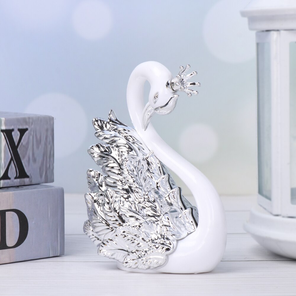 Gold Silver Feather Swan Crown Cake Topper Happy Birthday Cake Decoration Anniversary Valentine's Day Wedding Baking Supplies