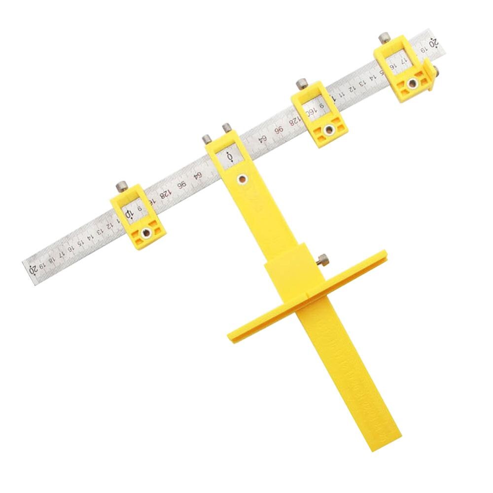 Detachable Hole Punch Jig Tool Center Drill Bit Guide Set Sleeve Cabinet Hardware Locator Wood Drilling Woodworking Tool: Yellow