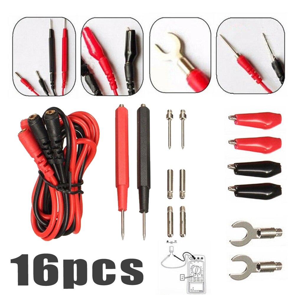 16pcs/Set Multifunction Digital Multimeter Test Leads Probes Voltage Meter Cable Durable And Practical