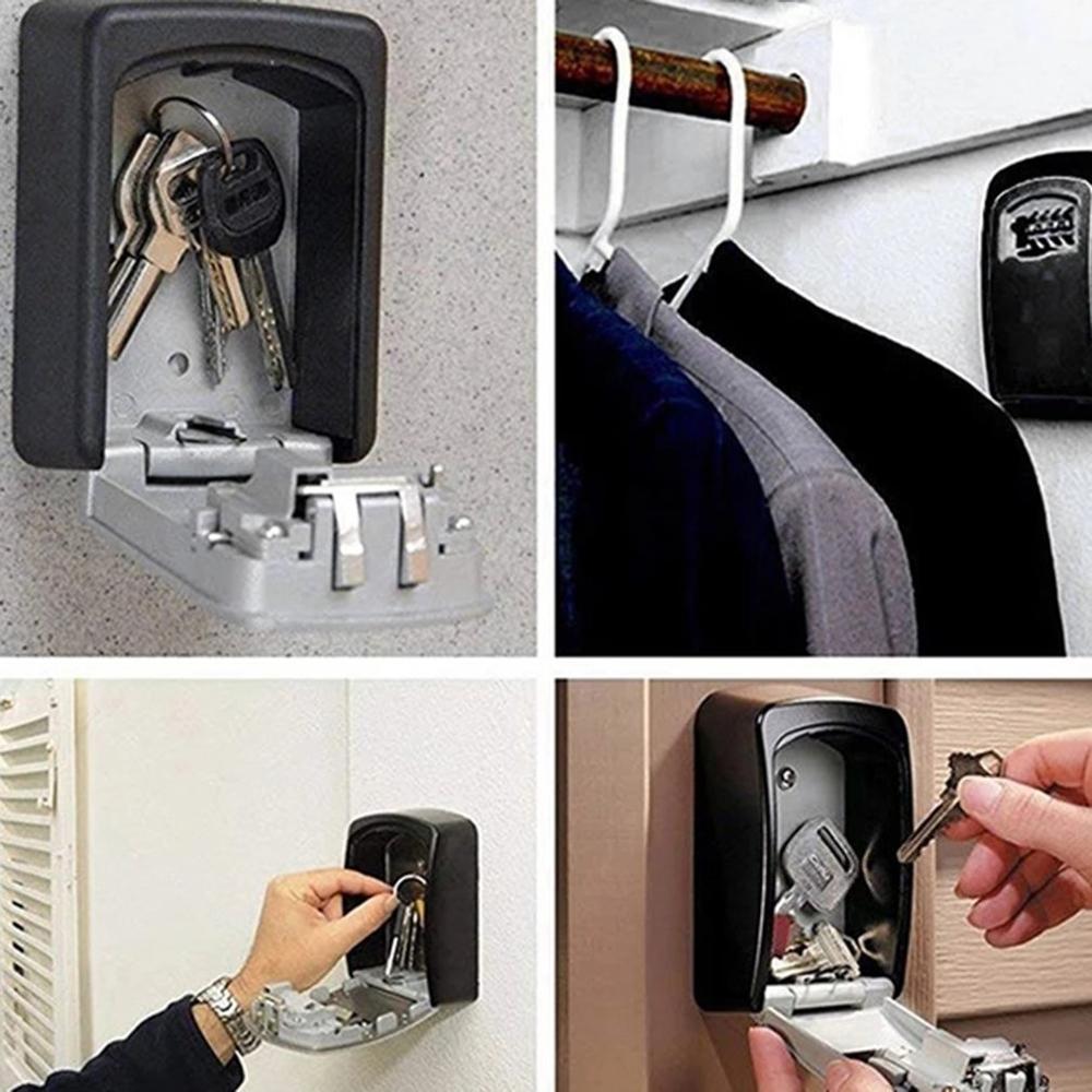 Wall Mounted Key Storage Organizer Boxes with 4 Digit Combination Lock Spare Keys Organizer Boxes Metal Secret Safe Box