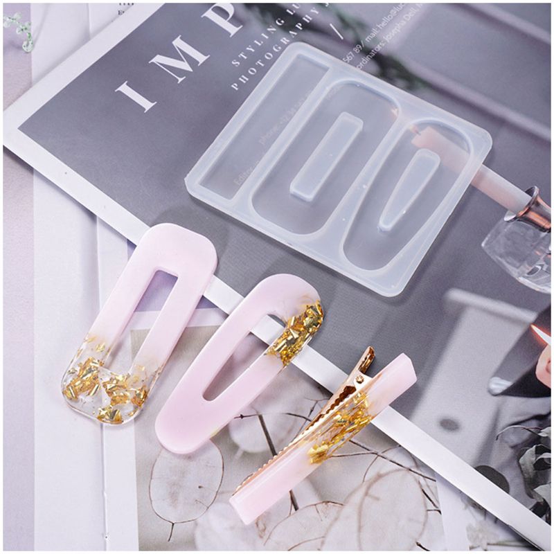 Przezroczysta żywica epoksydowa żywica formy klips do włosów Barrette odlewania formy silikonowe DIY rzemiosło biżuteryjna spinka do włosów Making Tools