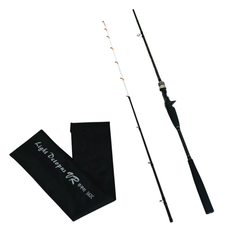Canne à pêche Spinning ou Casting, pour calmar, seiche, 1.68 ou 1.8m, 2 sections, m/H, Action rapide, pour bateau, eau salée: Black / 1.68m Spinning