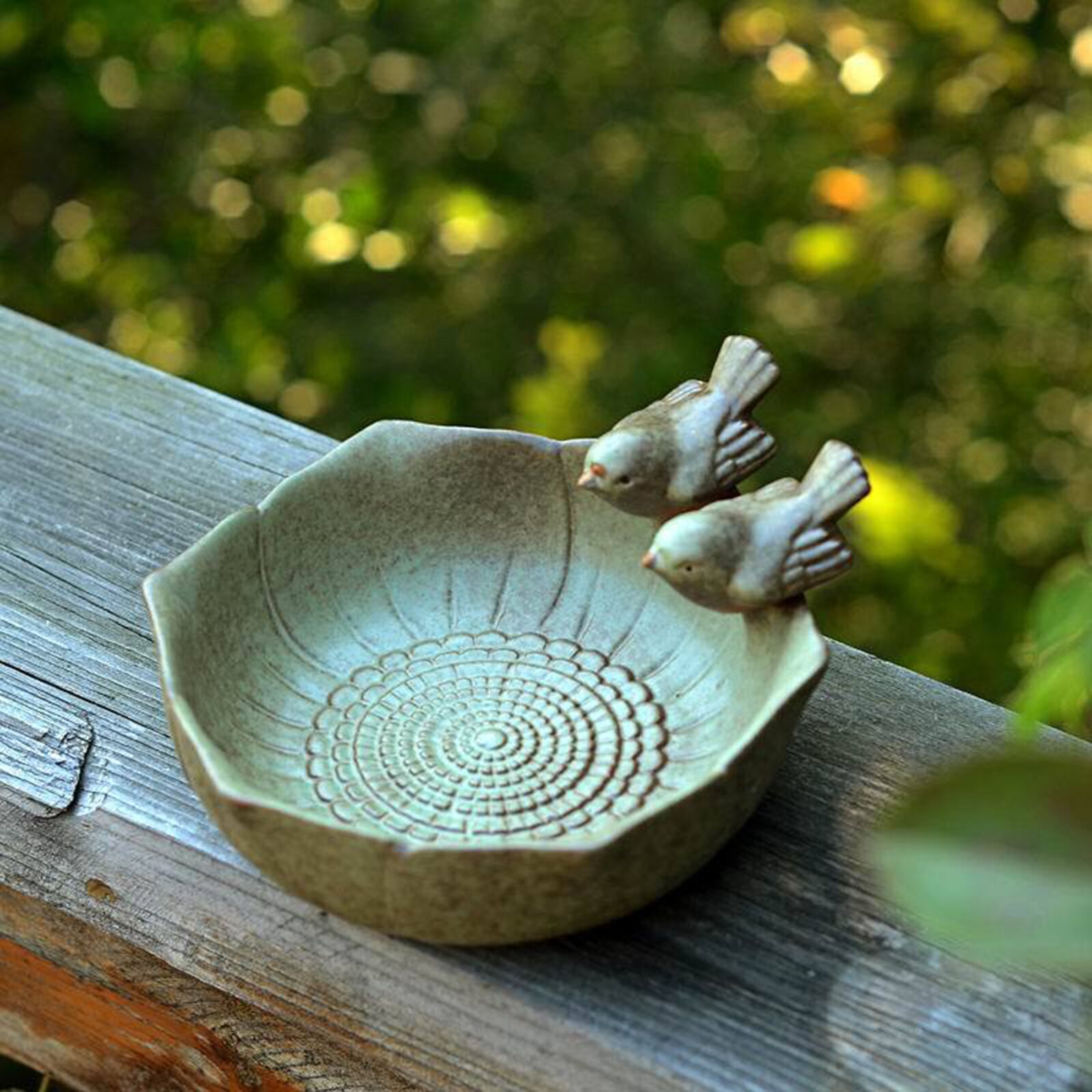 Retro Bird Bath Garden Decor Bird Feeder Statue Succulent Flower Pot Fruit Plate Home Furnishing Outdoor Decor