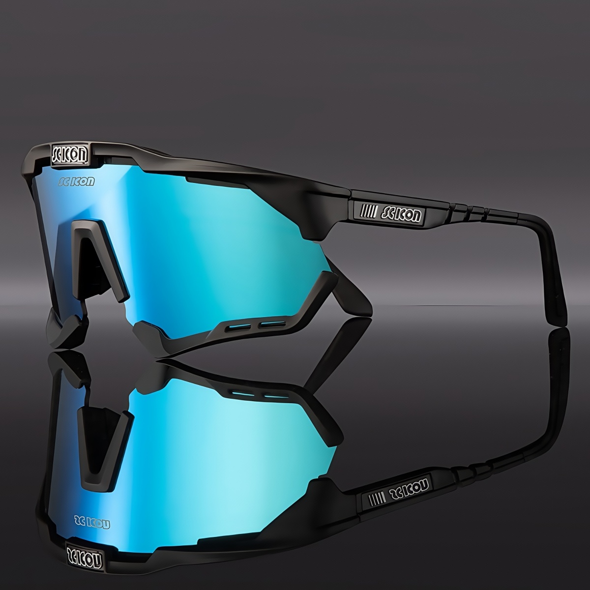 Scicon polariserade/fotokromatiska cykelglasögon  uv400 landsväg mtb cykelglasögon män kvinnor utomhussporter cykelsolglasögon: Svart / Röd