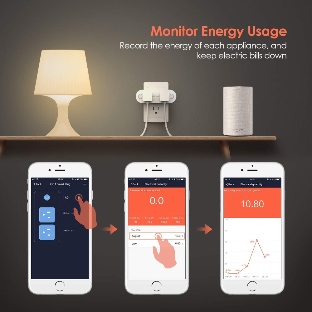 Lonsonho tuya smartplugg wifi-kontakt type b oss støpsel 16a strømmonitor fungerer med alexa google hjem mini