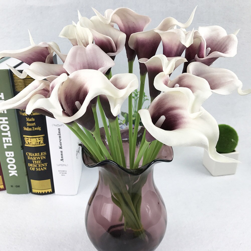 10Pcs Kunstmatige Calla Lelie Bos Latex Real Touch Nep Bloem Tuin Bridal Wedding Tafel Home Decor Boeket: light purple