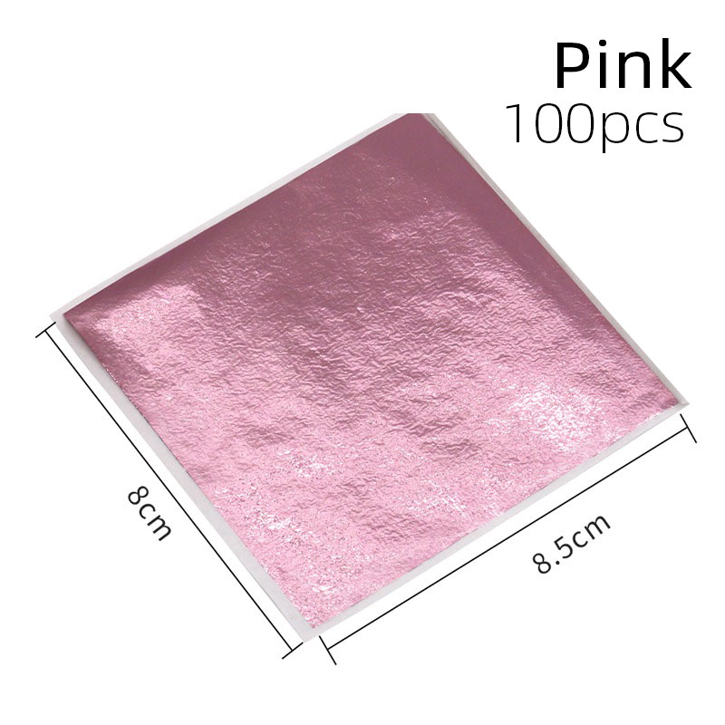 100 Pezzi Foglio Di Lamina D'oro, Foglia Di Rame In Oro Rosa, 14 X 14 Cm Rame Fogli D'Imitazione Foglia D'oro, Carta In Lamina D'oro, Per Pittura, Doratura, Decorazione, Mobili, Unghie (Oro - Foto 6