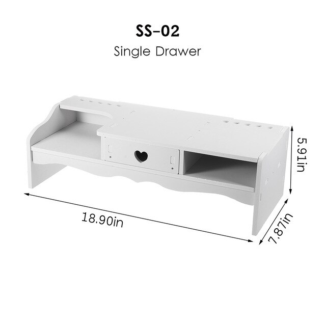 Computer Monitor Riser Stand Desktop Holder Laptop Display Screen Shelf Drawer Storage Rack Organizer Monitors Accessories: SS02